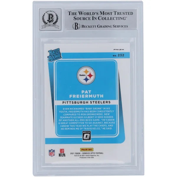 Pat Freiermuth Signed 2021 Panini Donruss Optic Red Hyper Rookie #232 Card | BGS 9