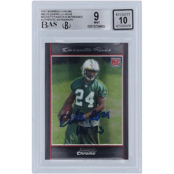 Darrelle Revis Signed 2007 Bowman Chrome #BC10 Rookie Card | HOF 23 Inscription