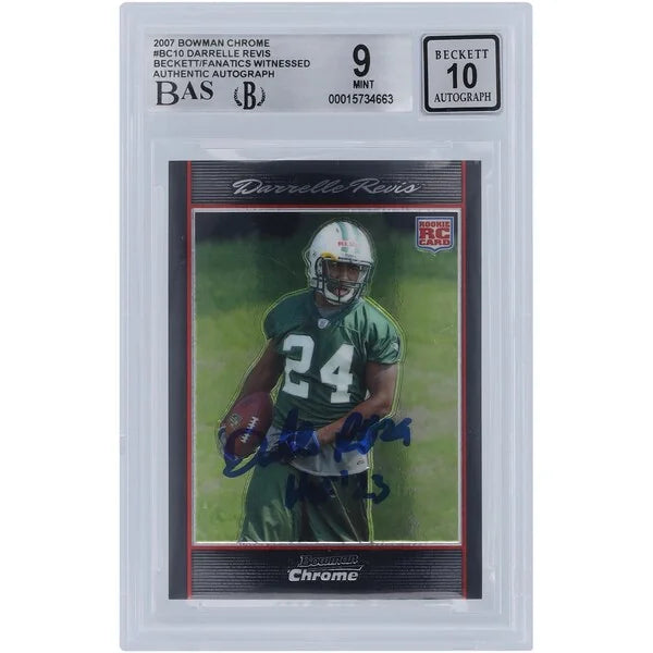 Darrelle Revis Signed 2007 Bowman Chrome #BC10 Rookie Card | HOF 23 Inscription