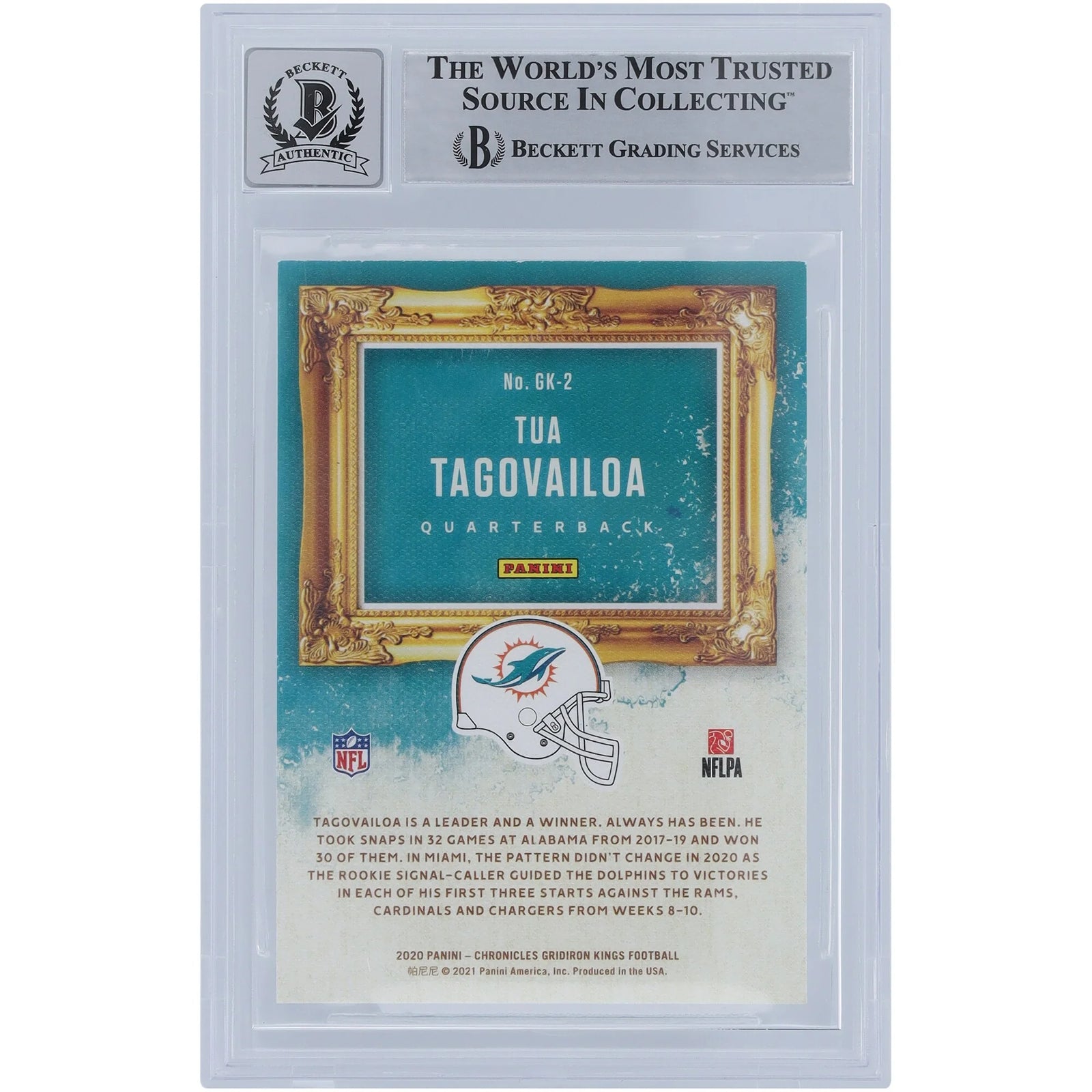 Tua Tagovailoa Signed 2020 Panini Gridiron Kings #GK-2 Rookie Card | Inscribed 2020 #5 Pic