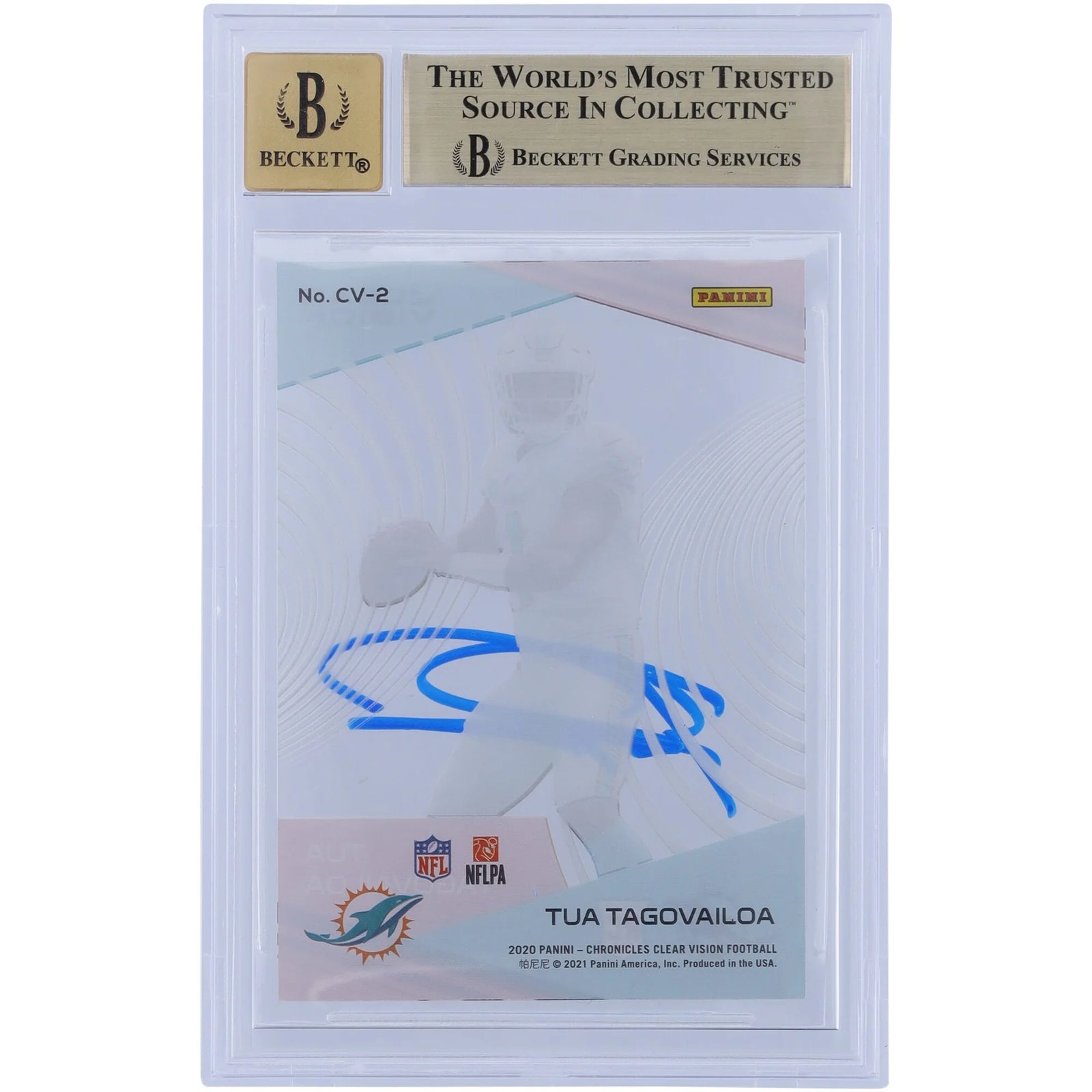 Tua Tagovailoa Signed 2020 Panini Clear Vision Rookies #CV-2 | Beckett 9.5