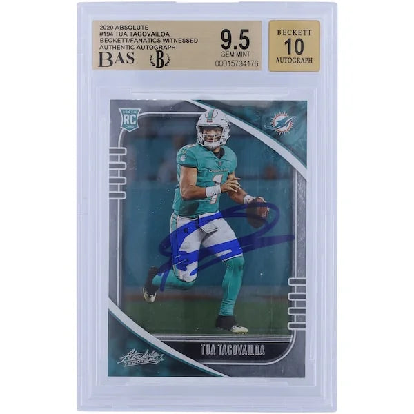 Tua Tagovailoa Signed 2020 Panini Absolute #194 Rookie Card | Beckett 9.5