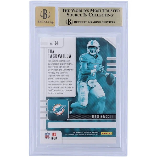 Tua Tagovailoa Signed 2020 Panini Absolute #194 Rookie Card | Beckett 9.5