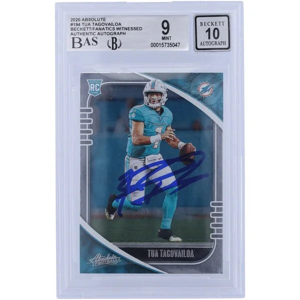 Tua Tagovailoa Signed 2020 Panini Absolute #194 Rookie Card | Beckett 9