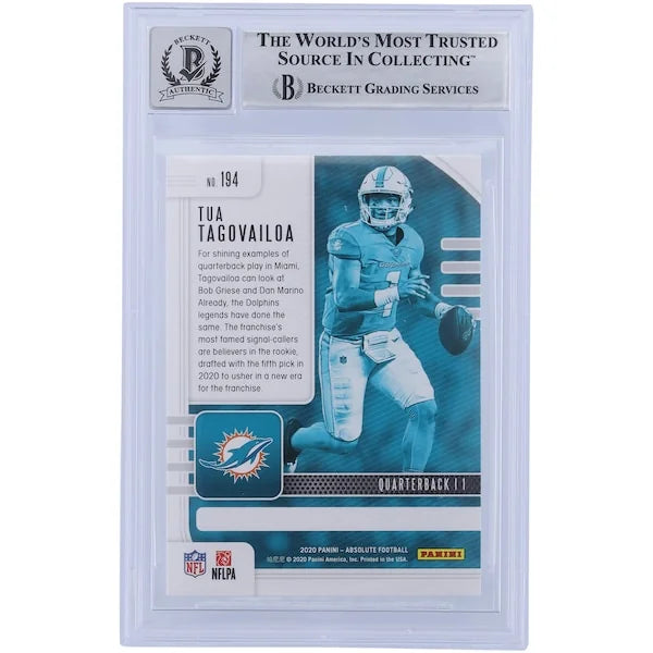 Tua Tagovailoa Signed 2020 Panini Absolute #194 Rookie Card | Beckett 9