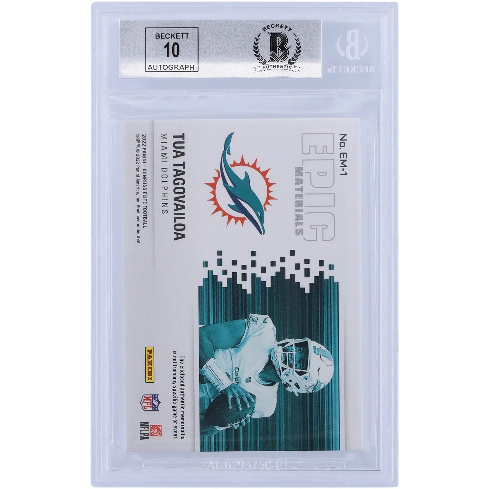Tua Tagovailoa Signed 2022 Panini Elite Epic Materials Relic Card | Beckett 9