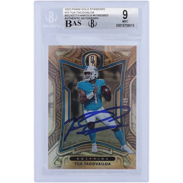 Tua Tagovailoa Signed 2022 Panini Gold Standard #75 Card | Beckett 9