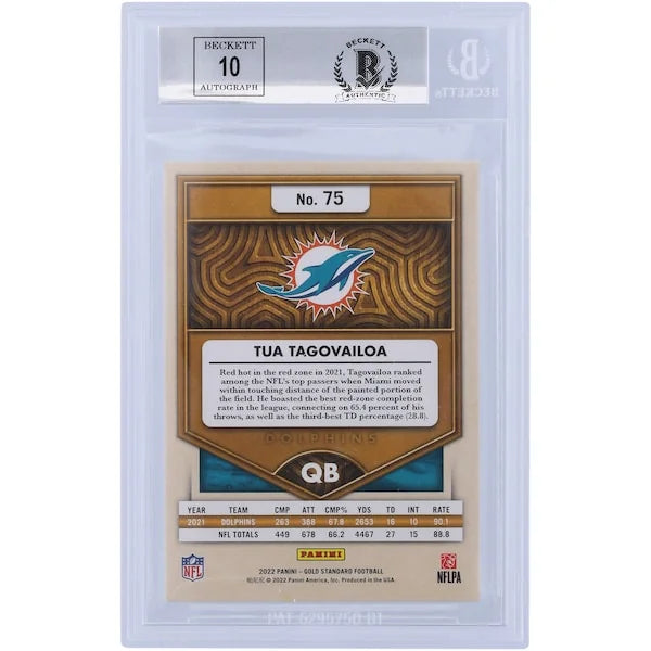 Tua Tagovailoa Signed 2022 Panini Gold Standard #75 Card | Beckett 9