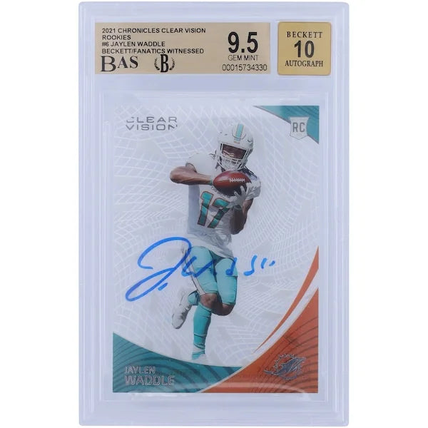 Jaylen Waddle Signed 2021 Panini Clear Vision Rookies #CVR-6 | Graded 9.5