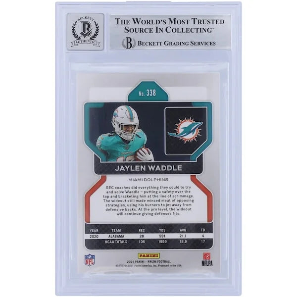 Jaylen Waddle Signed 2021 Panini Prizm Orange Ink Rookie Card #338 | Graded 9