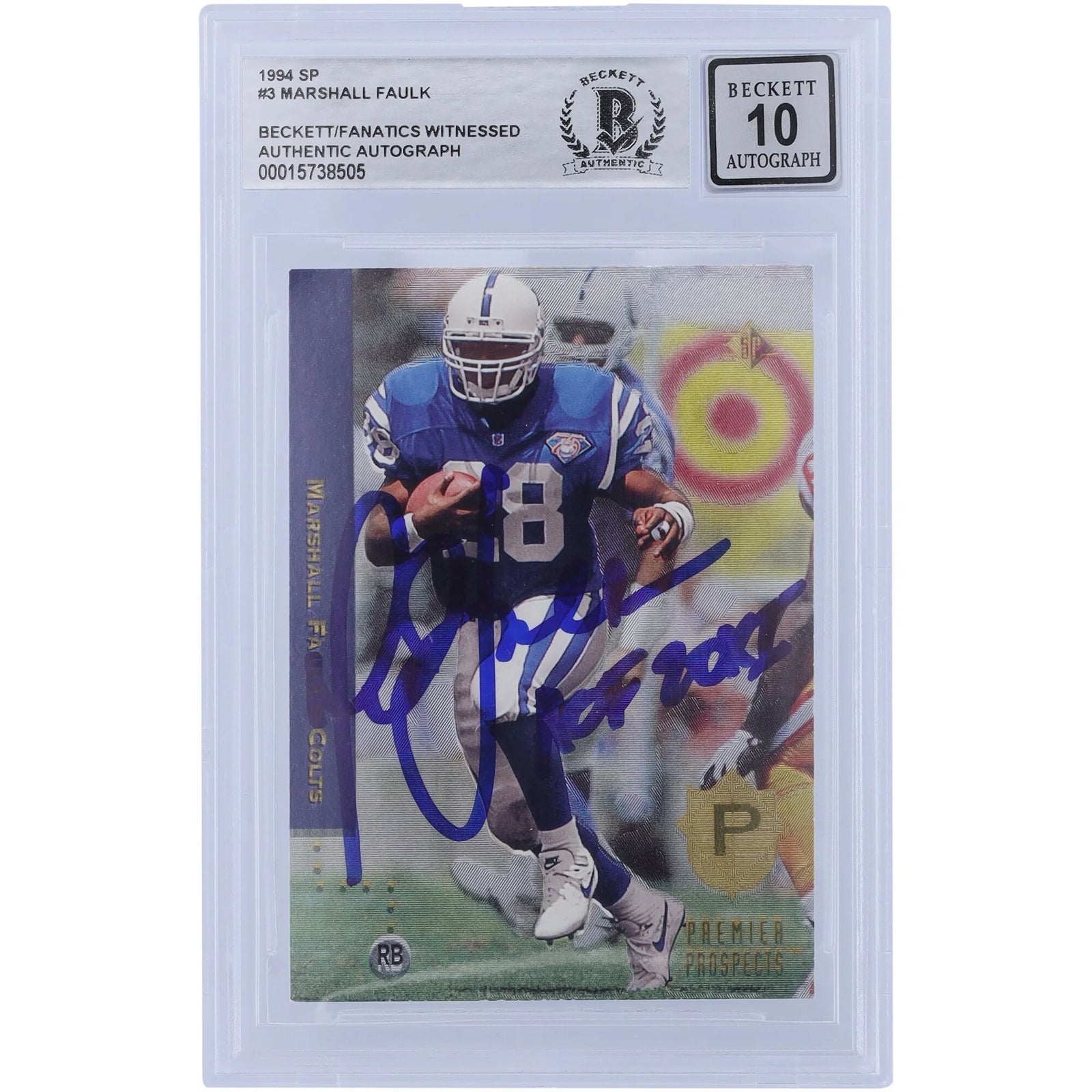 Marshall Faulk Signed 1994 Upper Deck SP #3 Rookie Card | Beckett 10 HOF Inscription
