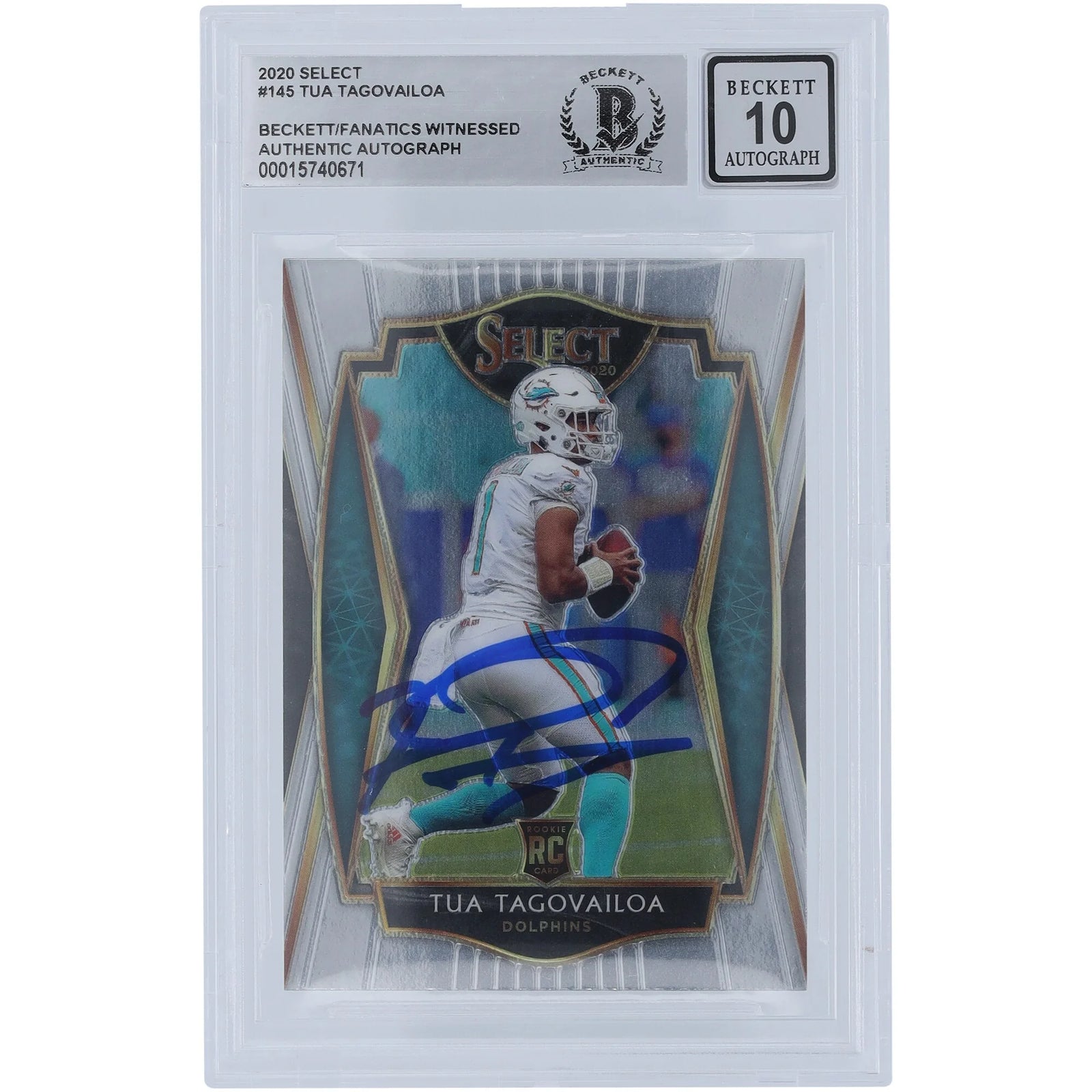 Tua Tagovailoa Signed 2020 Panini Select Premier Level #145 Rookie Card | Beckett 10