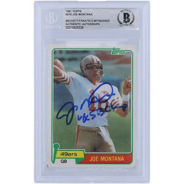 Joe Montana Signed 1981 Topps Series 1 #216 Rookie Card | 4X SB Champ Inscription