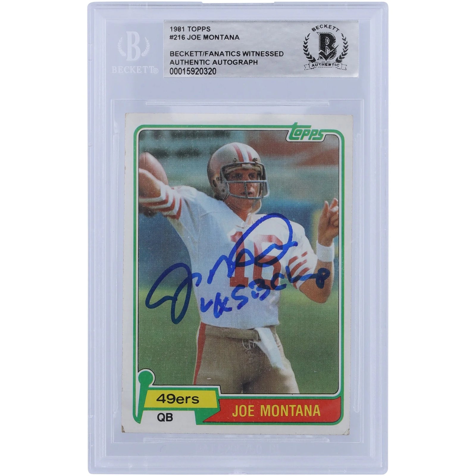Joe Montana Signed 1981 Topps Series 1 #216 Rookie Card | 4X SB Champ Inscription