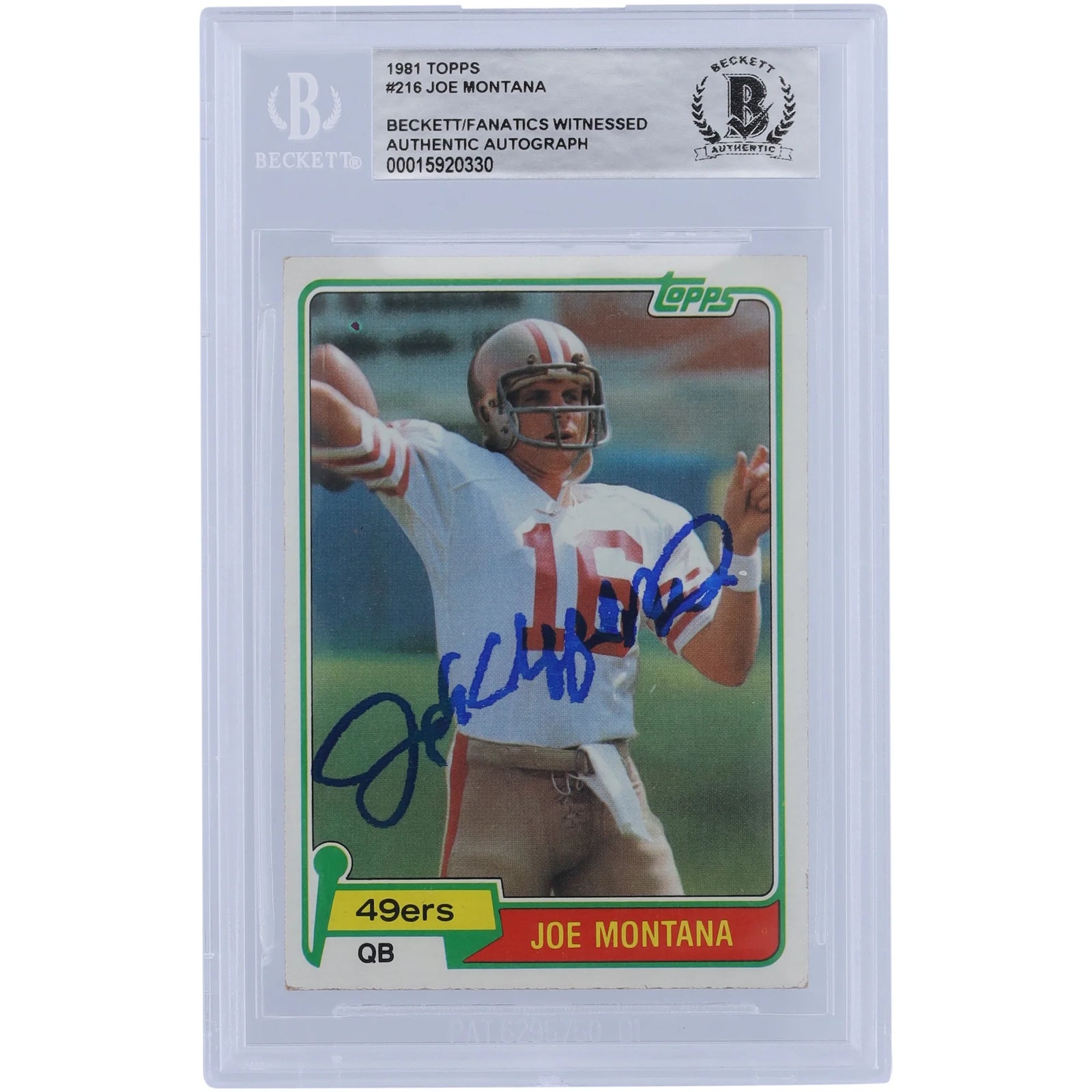Joe Montana Signed 1981 Topps Series 1 Rookie Card #216 | Beckett Authenticated