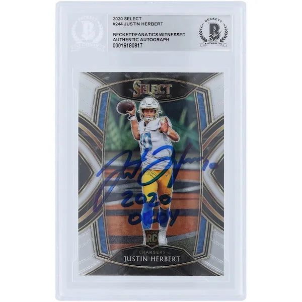 Justin Herbert Signed 2020 Panini Select Club Level #244 Rookie Card | 2020 OROY Inscripti