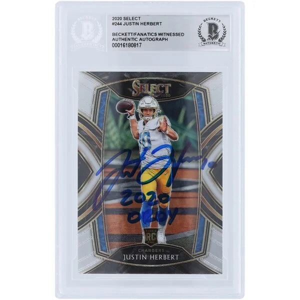 Justin Herbert Signed 2020 Panini Select Club Level #244 Rookie Card | 2020 OROY Inscripti