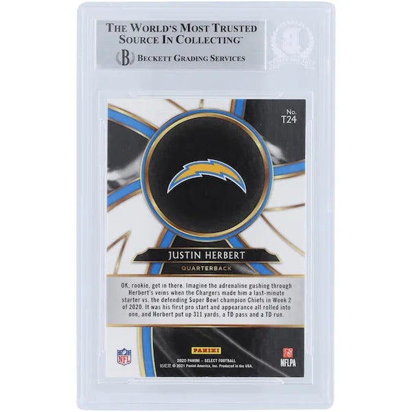 Justin Herbert Signed 2020 Panini Select Turbocharged #T24 Rookie Card | Beckett Authentic