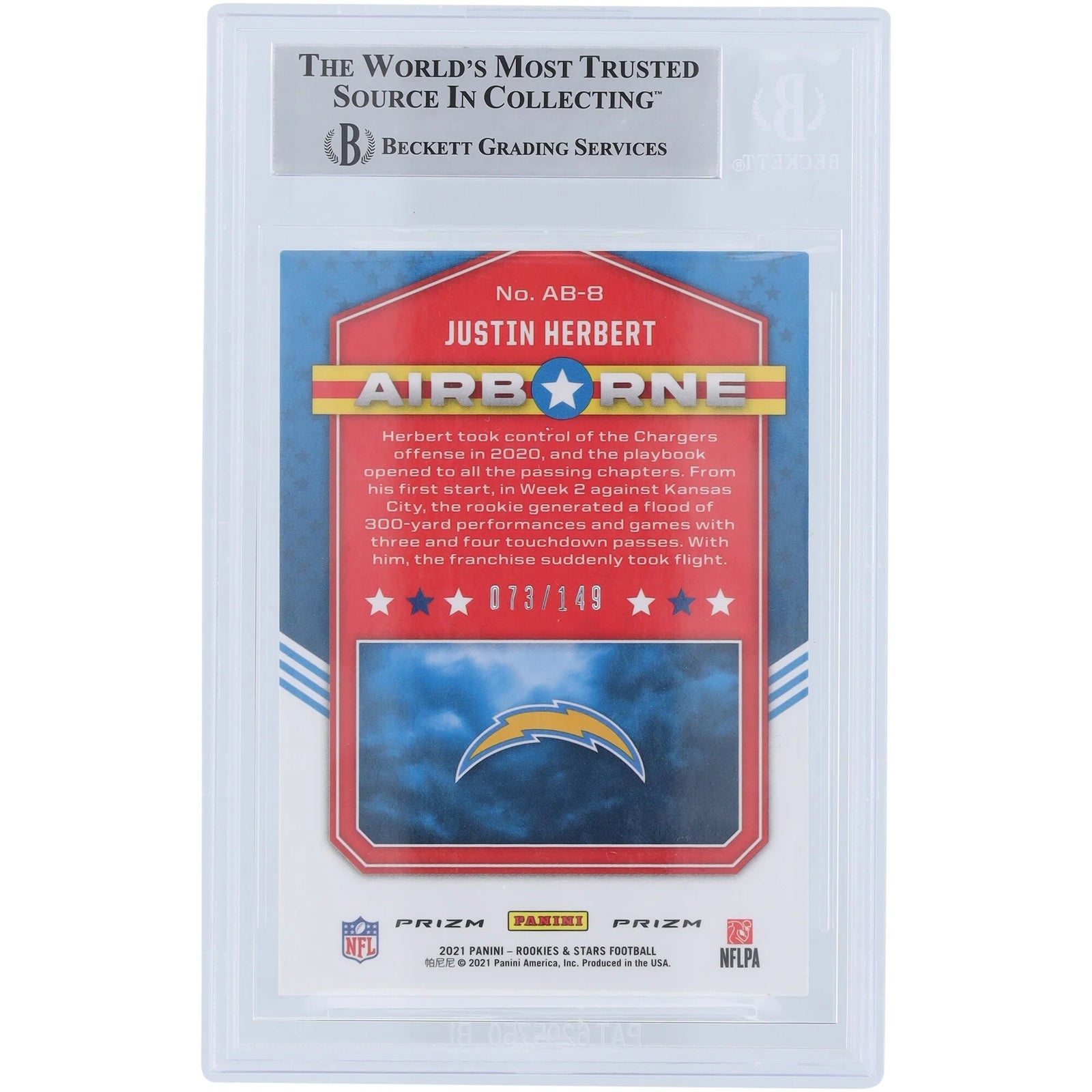 Justin Herbert Signed 2021 Panini Rookies & Stars Card | #73/149
