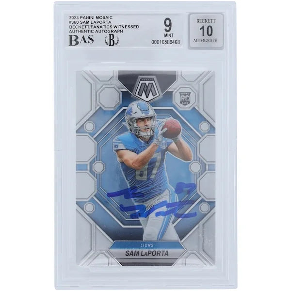 Sam LaPorta Signed 2023 Panini Mosaic #360 Rookie Card | Beckett 9