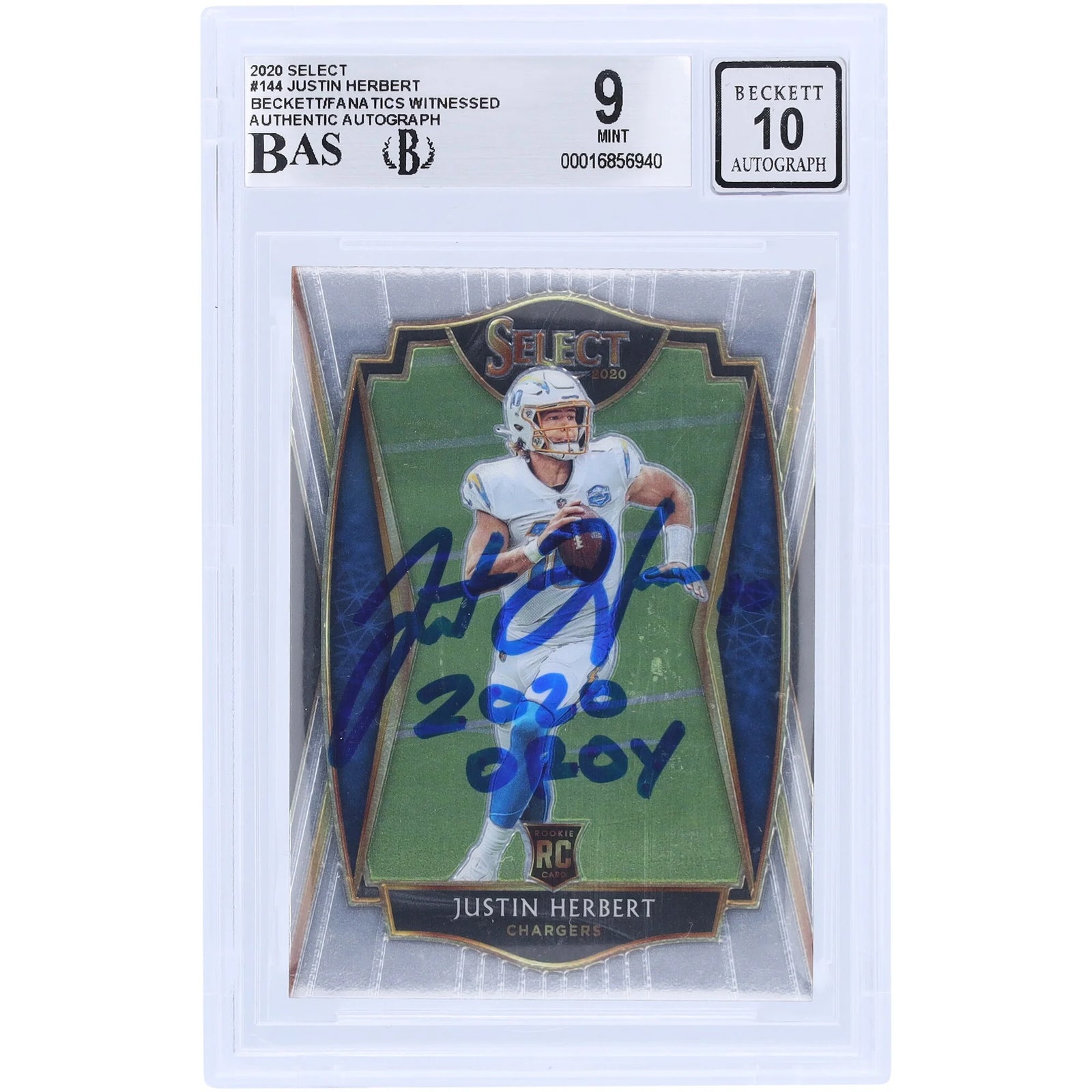 Justin Herbert Signed 2020 Panini Select #144 Rookie Card | Beckett Authenticated