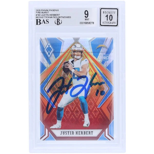 Justin Herbert Signed 2020 Panini Phoenix Fire Burst Rookie #103 Card | Beckett Authentica
