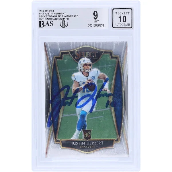 Justin Herbert Signed 2020 Panini Select #144 Rookie Card | Beckett Authenticated