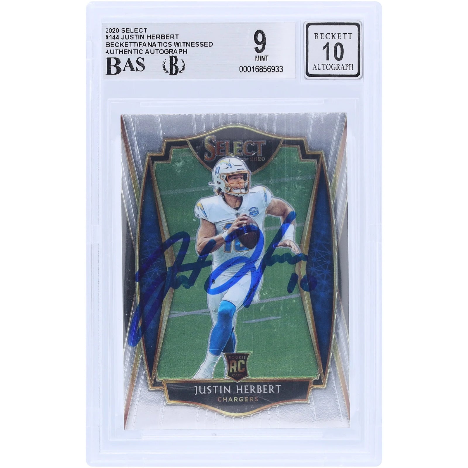 Justin Herbert Signed 2020 Panini Select #144 Rookie Card | Beckett Authenticated