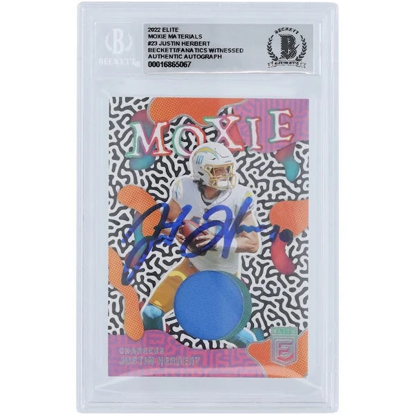 Justin Herbert Signed 2022 Panini Elite Moxie Relic Card | Beckett Authenticated