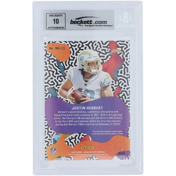 Justin Herbert Signed 2022 Panini Elite Moxie Relic Card | Beckett Authenticated