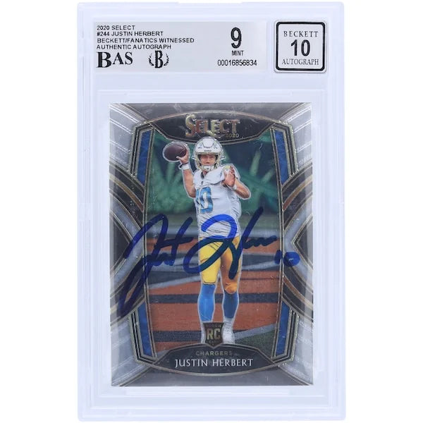 Justin Herbert Signed 2020 Panini Select #244 Rookie Card | Beckett Authenticated