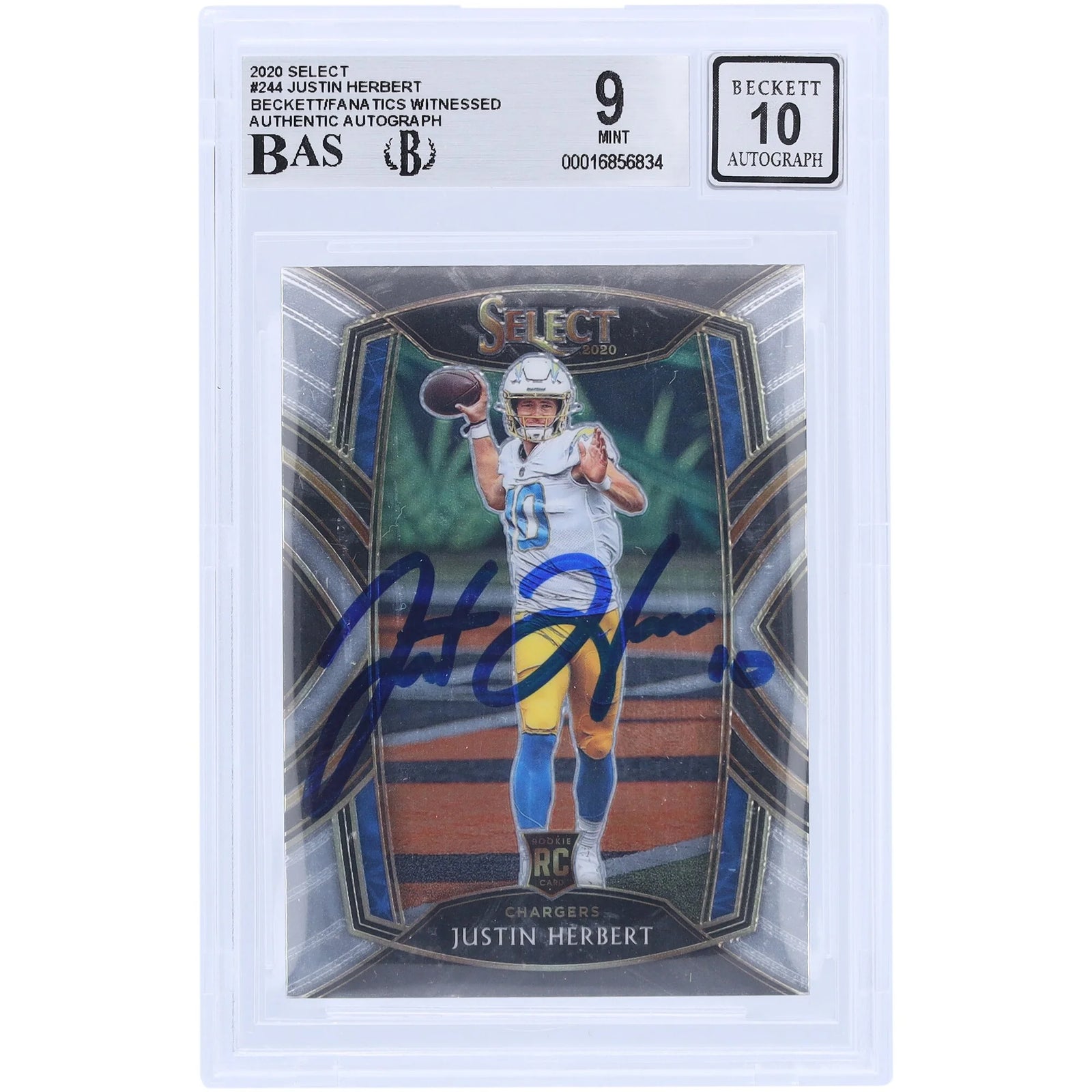 Justin Herbert Signed 2020 Panini Select #244 Rookie Card | Beckett Authenticated