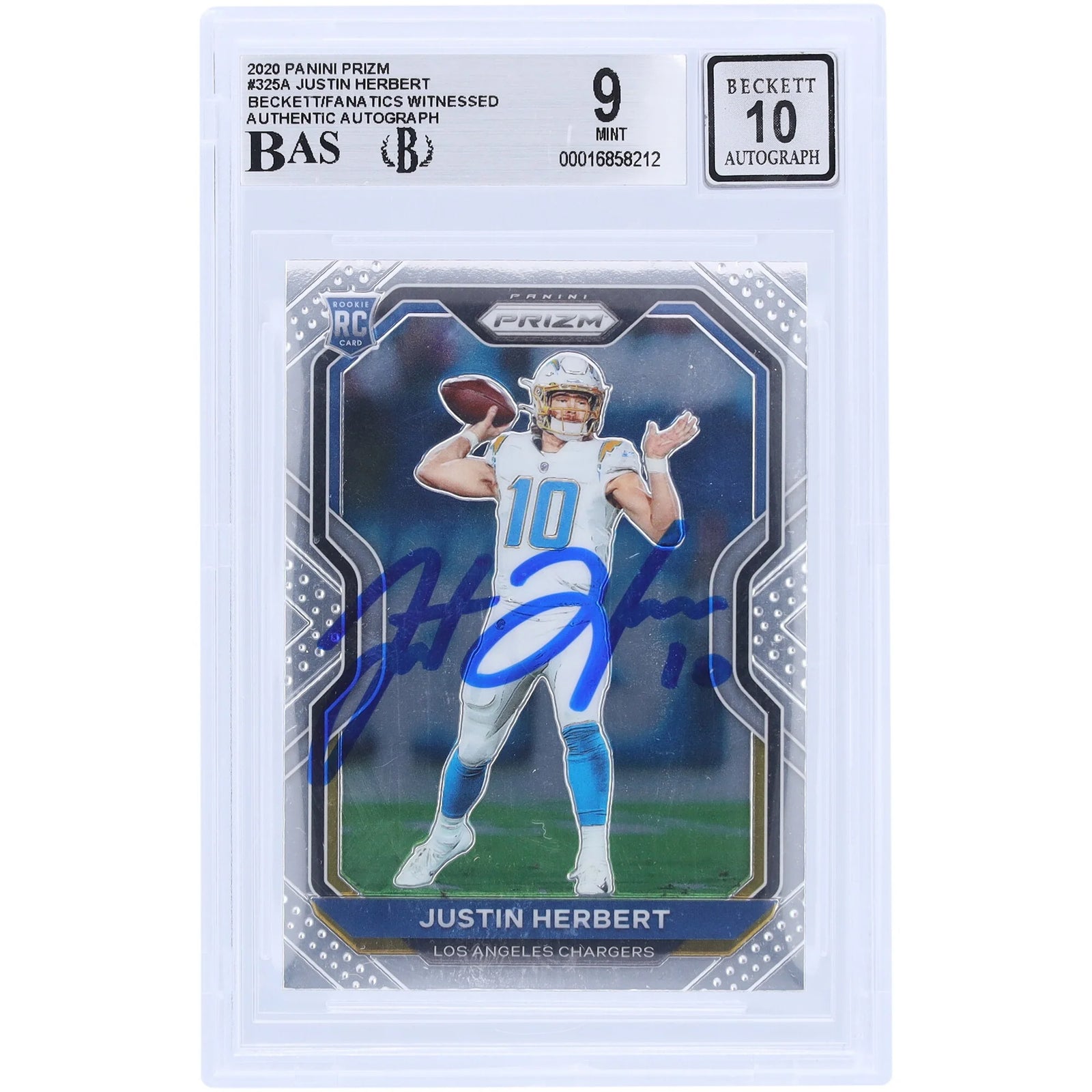 Justin Herbert Signed 2020 Panini Prizm #325 Rookie Card | Beckett Authenticated