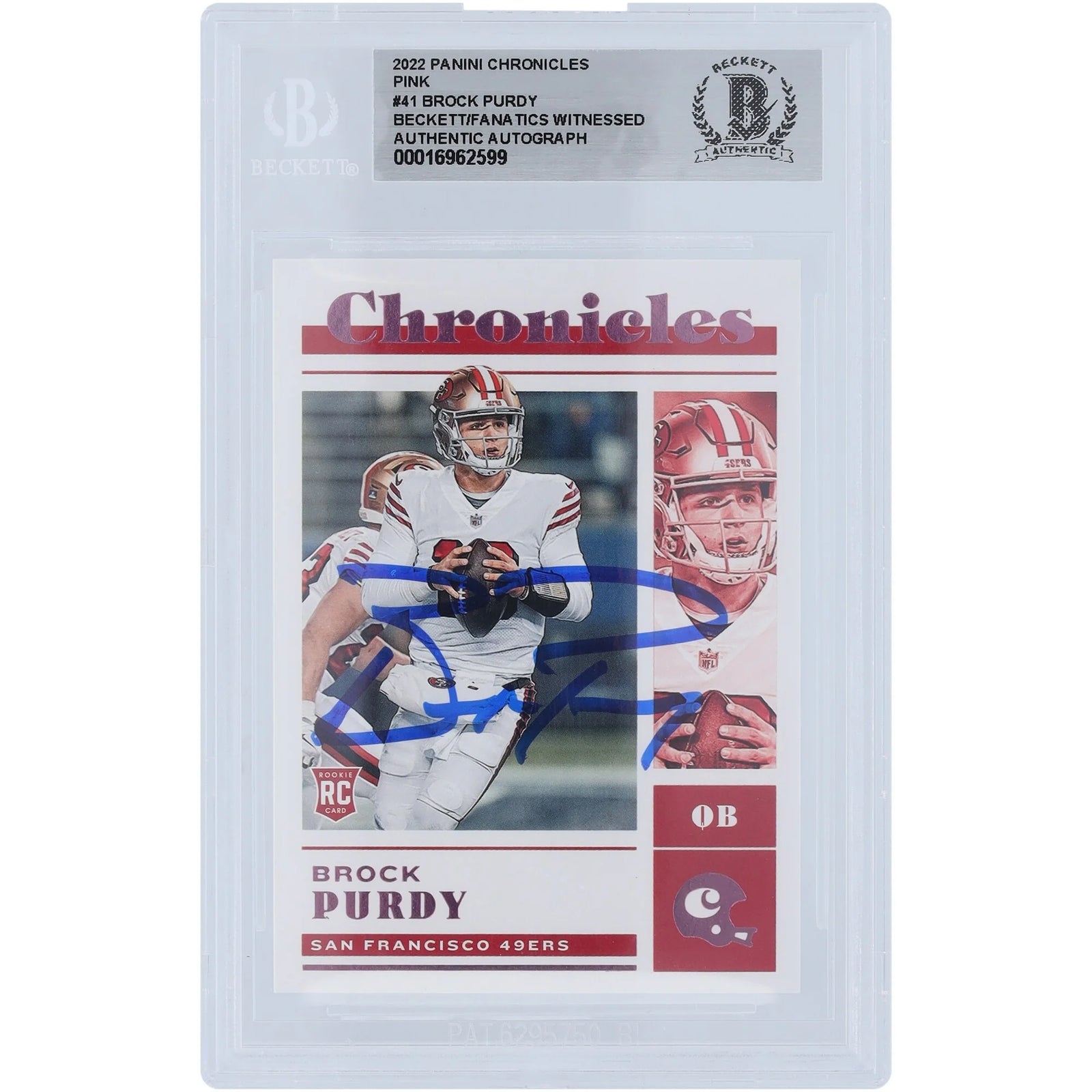 Brock Purdy Signed 2022 Panini Chronicles Pink #41 Rookie Card | 49ers