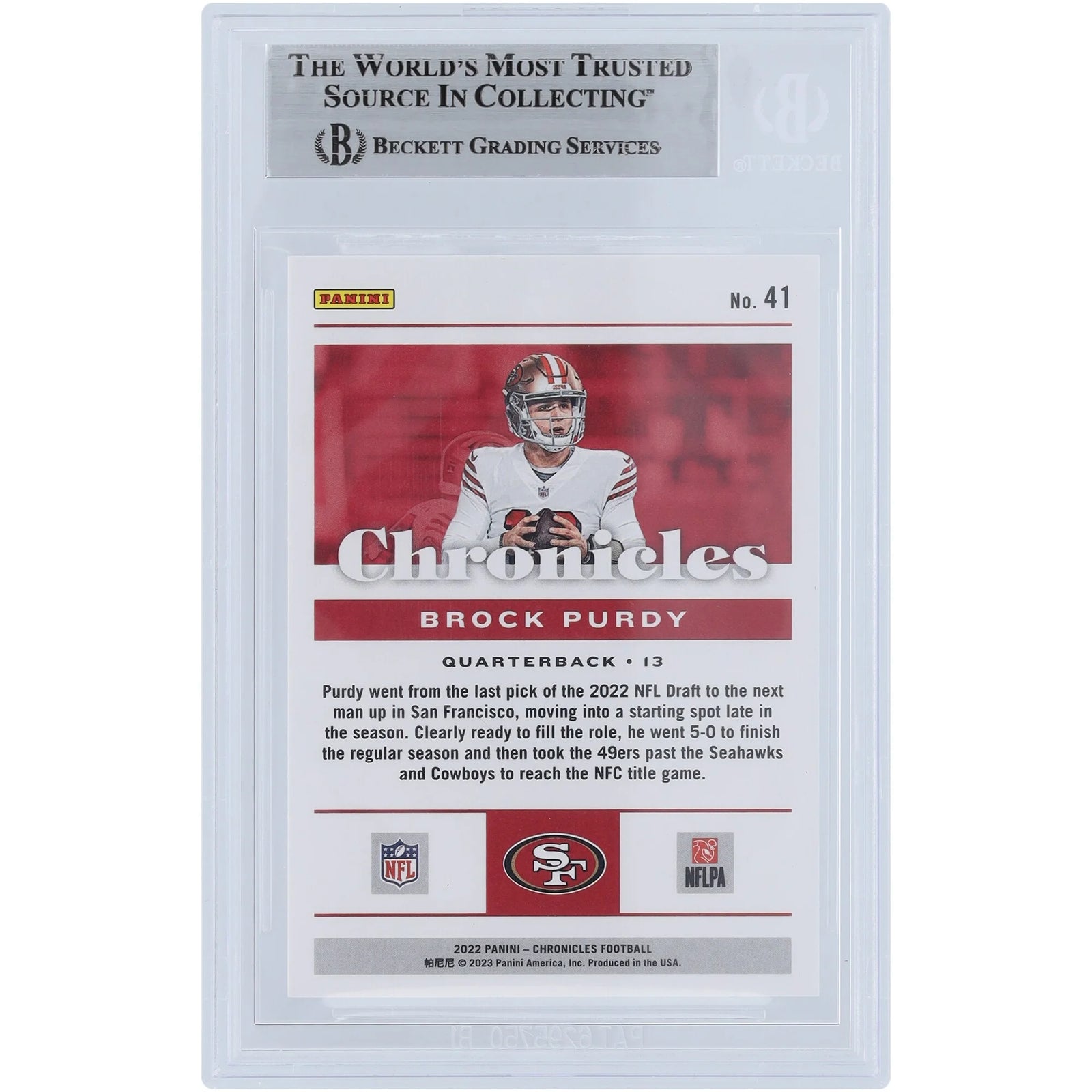 Brock Purdy Signed 2022 Panini Chronicles Pink #41 Rookie Card | 49ers