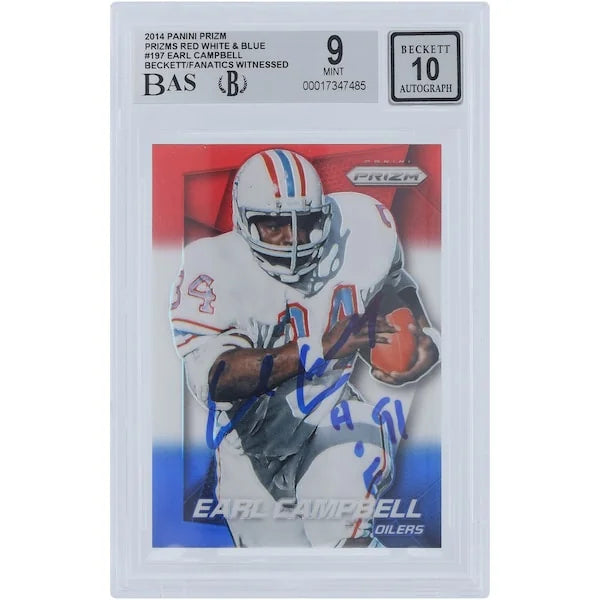Earl Campbell Signed 2014 Panini Prizm #197 Card | HOF 91 Inscription
