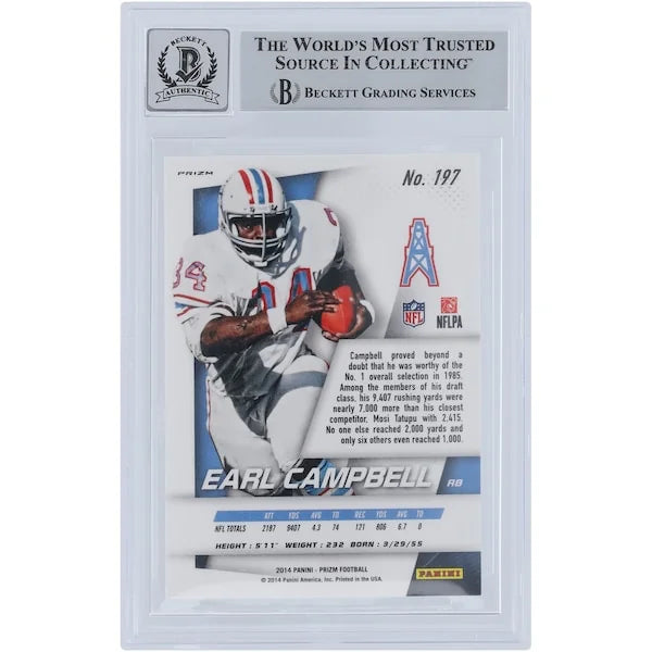 Earl Campbell Signed 2014 Panini Prizm #197 Card | HOF 91 Inscription