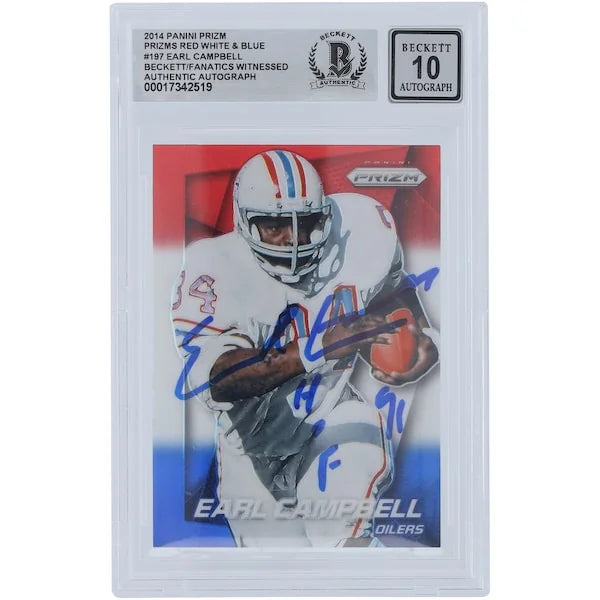 Earl Campbell Signed 2014 Panini Prizm #197 | HOF 91 Inscription