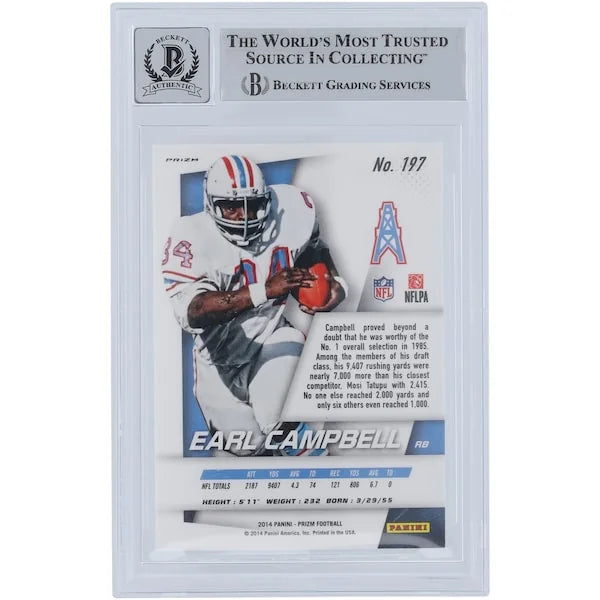 Earl Campbell Signed 2014 Panini Prizm #197 | HOF 91 Inscription