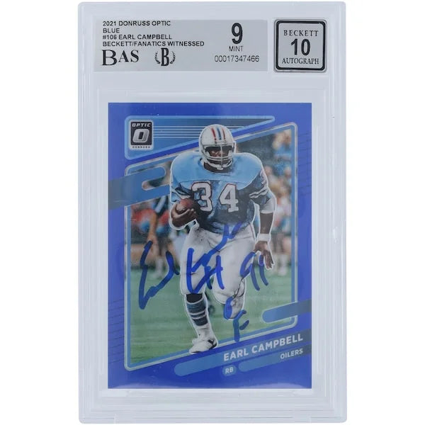 Earl Campbell Signed 2021 Panini Donruss Optic Blue #106 | HOF 91 Inscription