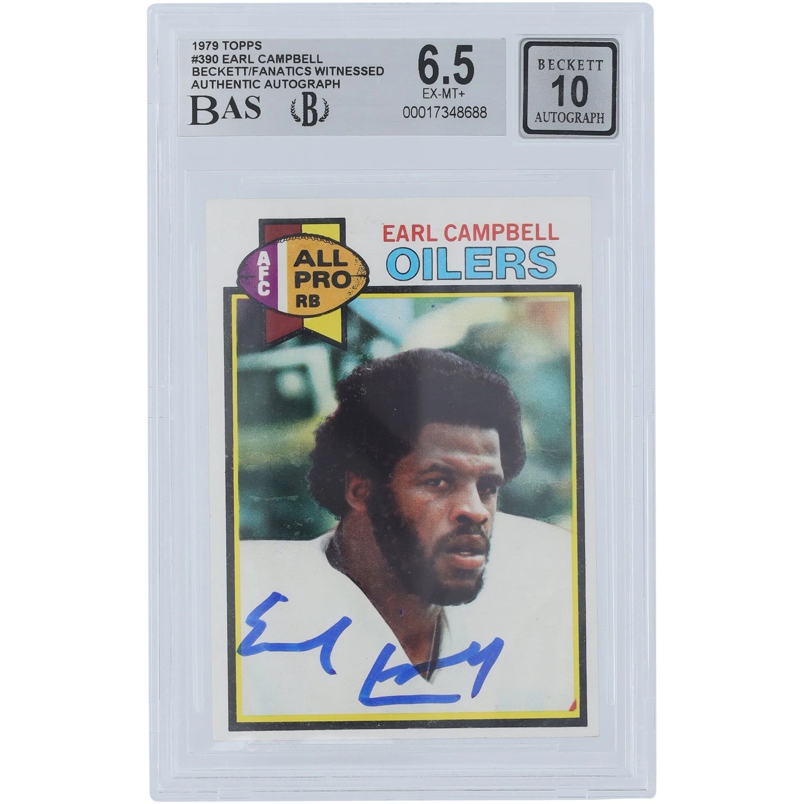 Earl Campbell Signed 1979 Topps #390 Rookie Card | Beckett Graded 6.5
