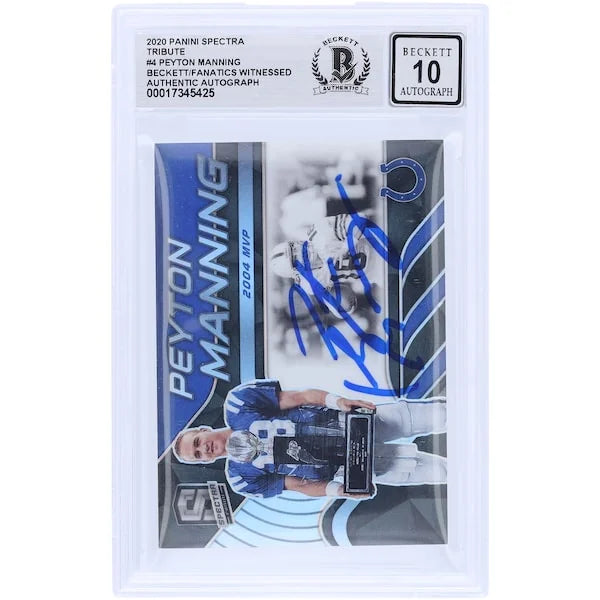 Peyton Manning Signed 2020 Panini Spectra Tribute 2004 MVP Card | Graded 10