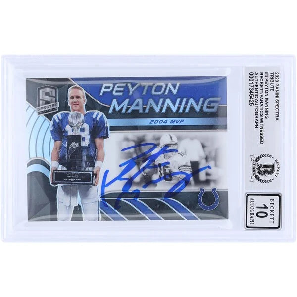 Peyton Manning Signed 2020 Panini Spectra Tribute 2004 MVP Card | Graded 10