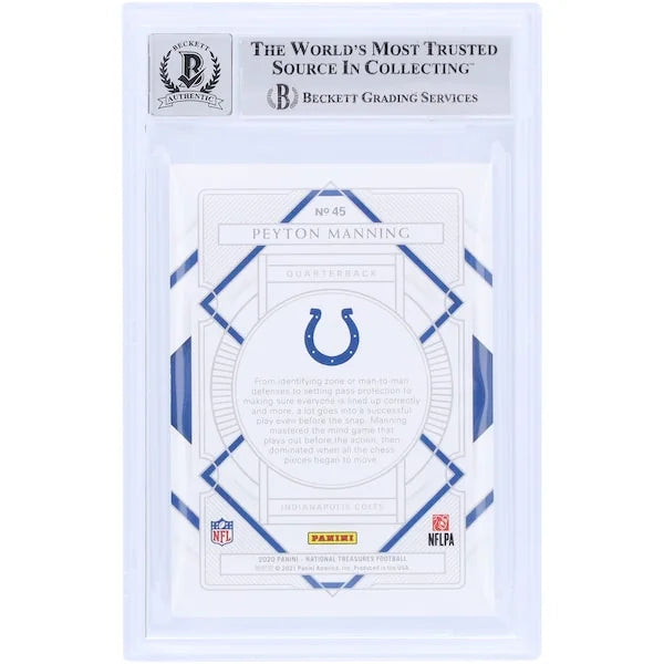 Peyton Manning Signed 2020 Panini National Treasures Gold Card #45 | Beckett 10