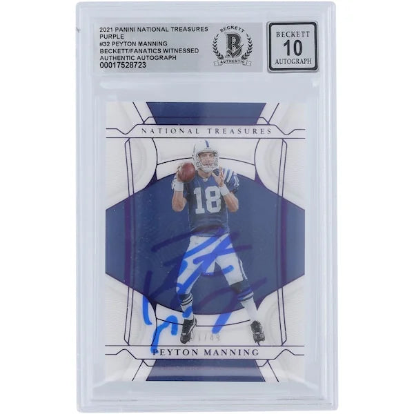 Peyton Manning Signed 2021 Panini National Treasures Purple #32 Card | Graded 10