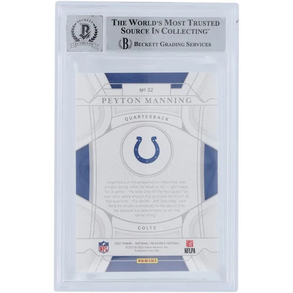 Peyton Manning Signed 2021 Panini National Treasures Purple #32 Card | Graded 10