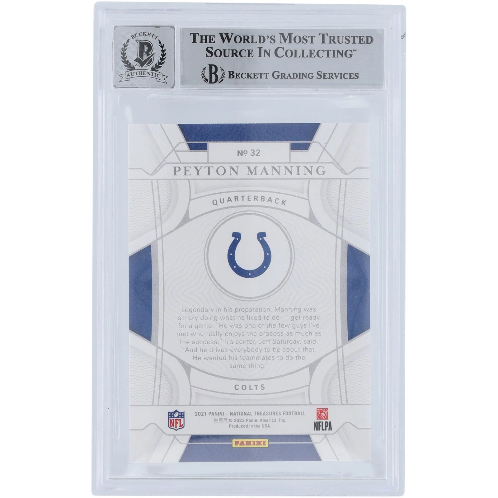 Peyton Manning Signed 2021 Panini National Treasures Purple #32 Card | Graded 10