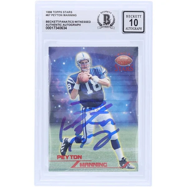 Peyton Manning Signed 1998 Topps Star #67 Rookie Card | Beckett Authenticated 10