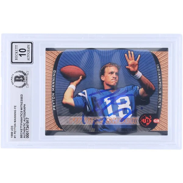 Peyton Manning Signed 1998 Upper Deck UD3 #1 Rookie Card | Beckett 10