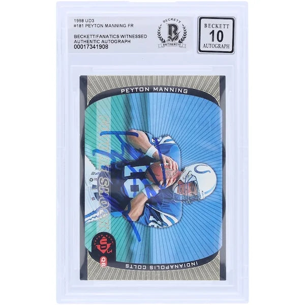 Peyton Manning Signed 1998 Upper Deck UD3 #181 Rookie Card | Beckett 10
